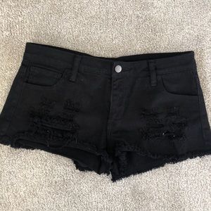 Black cut off shorts